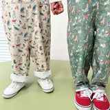 Spring new children cartoon printed overalls kids jumpsuits boys and girls cute loose suspenders trousers LANFUBEISI