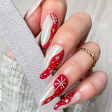 24Pcs Long Ballet Christmas False Nails Wearable Xmas Style Fake Nails Elk Santa Claus Design Full Cover Press on Nail Tips LANFUBEISI