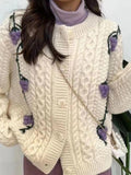 LANFUBEISI - Grape Crochet Knitting Decor Cardigan