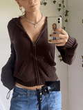 LANFUBEISI - Hooded Crop Knit Cardigan LANFUBEISI