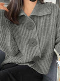 LANFUBEISI - Knit Big Button Cardigan LANFUBEISI