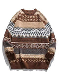 LANFUBEISI - Oversized Mixed Jacquard Sweater LANFUBEISI