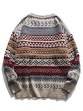 LANFUBEISI - Oversized Mixed Jacquard Sweater LANFUBEISI