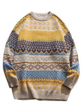 LANFUBEISI - Oversized Mixed Jacquard Sweater LANFUBEISI