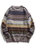 LANFUBEISI - Oversized Mixed Jacquard Sweater LANFUBEISI