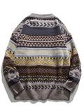 LANFUBEISI - Oversized Mixed Jacquard Sweater LANFUBEISI