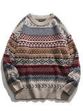 LANFUBEISI - Oversized Mixed Jacquard Sweater LANFUBEISI