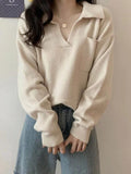 LANFUBEISI - Pocket Crop Knit Sweater LANFUBEISI