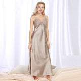 Women Long Sexy Nightwear Satin Sleepwear Silk Spaghetti Strap Sleepshirts Plus Size Nightdress Lingerie Night Wear Dress Gown Lanfubeisi