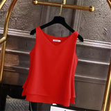 Fashion Brand Women's blouse Tops Summer sleeveless Chiffon shirt Solid V-neck Casual blouse Plus Size 5XL Loose Female Top Lanfubeisi