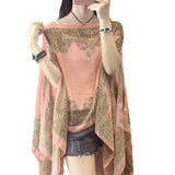 Summer Woman Chiffon Fabala Flower Shawl Loose Cover Ups Long Sleeve Shirts Thin Plus Size Scarf Blouses Sun Protection Shawl Lanfubeisi