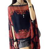 Summer Woman Chiffon Fabala Flower Shawl Loose Cover Ups Long Sleeve Shirts Thin Plus Size Scarf Blouses Sun Protection Shawl Lanfubeisi