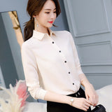 LANFUBEISI Brand Blusas Mujer De Mod Tops Long Sleeve Lapel White Blouse Office Ladies Work Blouses Fashion Clothing Blusas Womens Shirts Lanfubeisi
