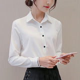 LANFUBEISI Brand Blusas Mujer De Mod Tops Long Sleeve Lapel White Blouse Office Ladies Work Blouses Fashion Clothing Blusas Womens Shirts Lanfubeisi
