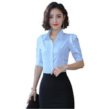 Korean Fashion Women Shirts Office Lady Cotton Blouse Blusas Mujer De Moda 2019 Women Blouses Elegant Women Shirt Plus Size 5XL Lanfubeisi