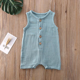 LANFUBEISI 0-24M Summer Solid Rompers Newborn Infant Baby Girl Boy Outfit Cotton Romper Jumpsuit Bebe Kids Ropa Sleevless Casual Clothes Lanfubeisi