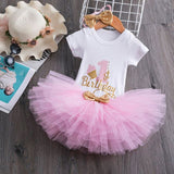 LANFUBEISI My Little Baby Girl First 1st Birthday Party Dress Cute Pink Tutu Cake Outfits Infant Dresses Baby Girls Baptism Clothes 0-12M Lanfubeisi