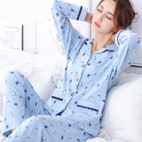 Pyjama Women Clothes Summer Womens Pajamas Sets Long-sleeved Sleepwear Suits Girl Fashion Casual Outerwear Sleepwear Night Suit Lanfubeisi