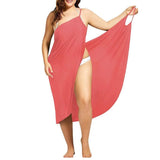 Women Beach Dress Sexy Sling  Wear Dress Sarong Bilini Cover Up Warp Pareo Dresses Backless  Swimwear Femme 5XL Plus Size stripe Lanfubeisi