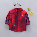 LANFUBEISI  Kids Shirt Clothes Spring Thin Blouses Clothing Infant Boy Plaid Cotton Tops 1 2 3 4 Years Kids Long Sleeves Shirt Lanfubeisi