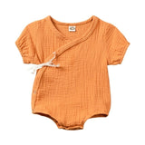 Summer Baby Boy Girls Romper Solid Color Short Sleeve Playsuit Jumpsuit Sunsuit Clothes Outfits for 0-18M Newborn Infant  Kids Lanfubeisi