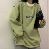 LANFUBEISI Hoodies Women Chic Letter High Street All-match Simple Unisex Couples Oversized Sweatshirt Thicker Soft Fall Basic Lady Clothing