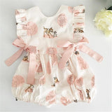 0-24M Summer Clothing Baby Girl Deer Flower Cotton Soft Romper Girls Jumpsuit Fashion Infant Clothes Lanfubeisi