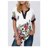 Vintage Women 3D Floral Printed Blouse Summer Casual V-Neck Patchwork Tops Shirt Ladies Elegant Loose Blouse 5XL Plus Size