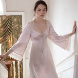 LANFUBEISI Romantic Nightgown Nightwear Princess Women Vintage Sleepwear Satin Lanfubeisi