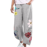 Women Casual Harem Pants Summer Elastic Waist Wide Leg Pants Vintage Floral Print Trouser Femme Loose Pantalon Plus Size 2021 Lanfubeisi