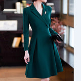 LANFUBEISI Elegant Blazer Dress Women Spring Autumn Fall Long Sleeve V Neck Slim A Line Dresses Midi Office Ladies Work Formal Wear Clothes LANFUBEISI