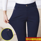 Oversized 7XL Middle-aged Women Pants Solid High Waist Casual 2021 Atumn Spring Women Trousers Elastic Pant Loose Straight Pants Lanfubeisi