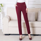 Oversized 7XL Middle-aged Women Pants Solid High Waist Casual 2021 Atumn Spring Women Trousers Elastic Pant Loose Straight Pants Lanfubeisi