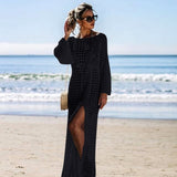 2021 Knitted Beach Dress Beach Cover up Crochet Tunic Beach Pareo Beach Praia Cover Salida de Playa Beachwear Cover up Lanfubeisi