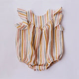 LANFUBEISI Baby Girl Rompers Summer Newborn Baby Clothes Cotton Linen Solid Color Stripe Baby Girl Clothing For 0-24M Lanfubeisi