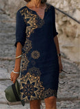 Fashion casual dress, plus size V-neck dress, all-match base dress Lanfubeisi