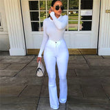 Cotton White High Waist Casual Flared Jeans Women 2021 Spring New Slim Slimming Denim Trousers Office Lady Denim Flared Pants Lanfubeisi