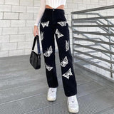 2021 New Women Fashion High Waist  Print Jeans Ladies Casual Stylish Pants Outfits for Shopping Daily Wear Lanfubeisi