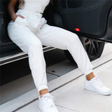 LANFUBEISI Women Fashion Casual Pant Trousers High waist Elastic Joggers Lace-up Solid color Sweatpants Sport Fitness Trousers