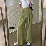 LABFUBEISI 2021 Summer Loose Casual Long Women Fashion Thin High Waist Pants Black Simple Wide-leg Pants Trousers Korean Lanfubeisi