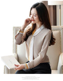 LANFUBEISI Plus size OL office Women Tops and Blouse Vintage Long Sleeve Chiffon Tops Blusas Mujer De Moda 2019 Elegant Autumn blouses Lanfubeisi