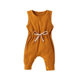 Newborn Infant Baby Boys Girls Romper Cotton Knitted Ribbed Sleeveless Solid Elastic Band Jumpsuit Toddler Soft Clothes Outfits Lanfubeisi