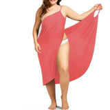 Women Beach Dress Sexy Sling Beach Wear Deep V Neck Dress Sarong Bikini Cover-Ups Wrap Pareo Towel Flower Open-Back Hot Selling Lanfubeisi