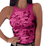 LANFUBEISI Summer Women Camouflage Tank Tops O-Neck Slim Fit Casual Vest Sexy Tight Elastic Fitness Running Sports Vests Plus Size S-3XL Lanfubeisi