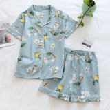 LANFUBEISI  2022 Pyjamas Women 100% Cotton Short Sleeves Ladies Pajama Sets Shorts Cute Cartoon Print Japanese Simple Sleepwear Homewear Pijamas Lanfubeisi