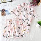 LANFUBEISI  2022 Pyjamas Women 100% Cotton Short Sleeves Ladies Pajama Sets Shorts Cute Cartoon Print Japanese Simple Sleepwear Homewear Pijamas Lanfubeisi