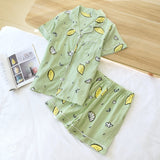 LANFUBEISI  2022 Pyjamas Women 100% Cotton Short Sleeves Ladies Pajama Sets Shorts Cute Cartoon Print Japanese Simple Sleepwear Homewear Pijamas Lanfubeisi