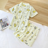 LANFUBEISI  2022 Pyjamas Women 100% Cotton Short Sleeves Ladies Pajama Sets Shorts Cute Cartoon Print Japanese Simple Sleepwear Homewear Pijamas Lanfubeisi