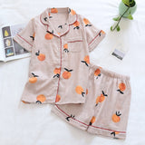 LANFUBEISI  2022 Pyjamas Women 100% Cotton Short Sleeves Ladies Pajama Sets Shorts Cute Cartoon Print Japanese Simple Sleepwear Homewear Pijamas Lanfubeisi