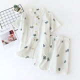 LANFUBEISI  2022 Pyjamas Women 100% Cotton Short Sleeves Ladies Pajama Sets Shorts Cute Cartoon Print Japanese Simple Sleepwear Homewear Pijamas Lanfubeisi